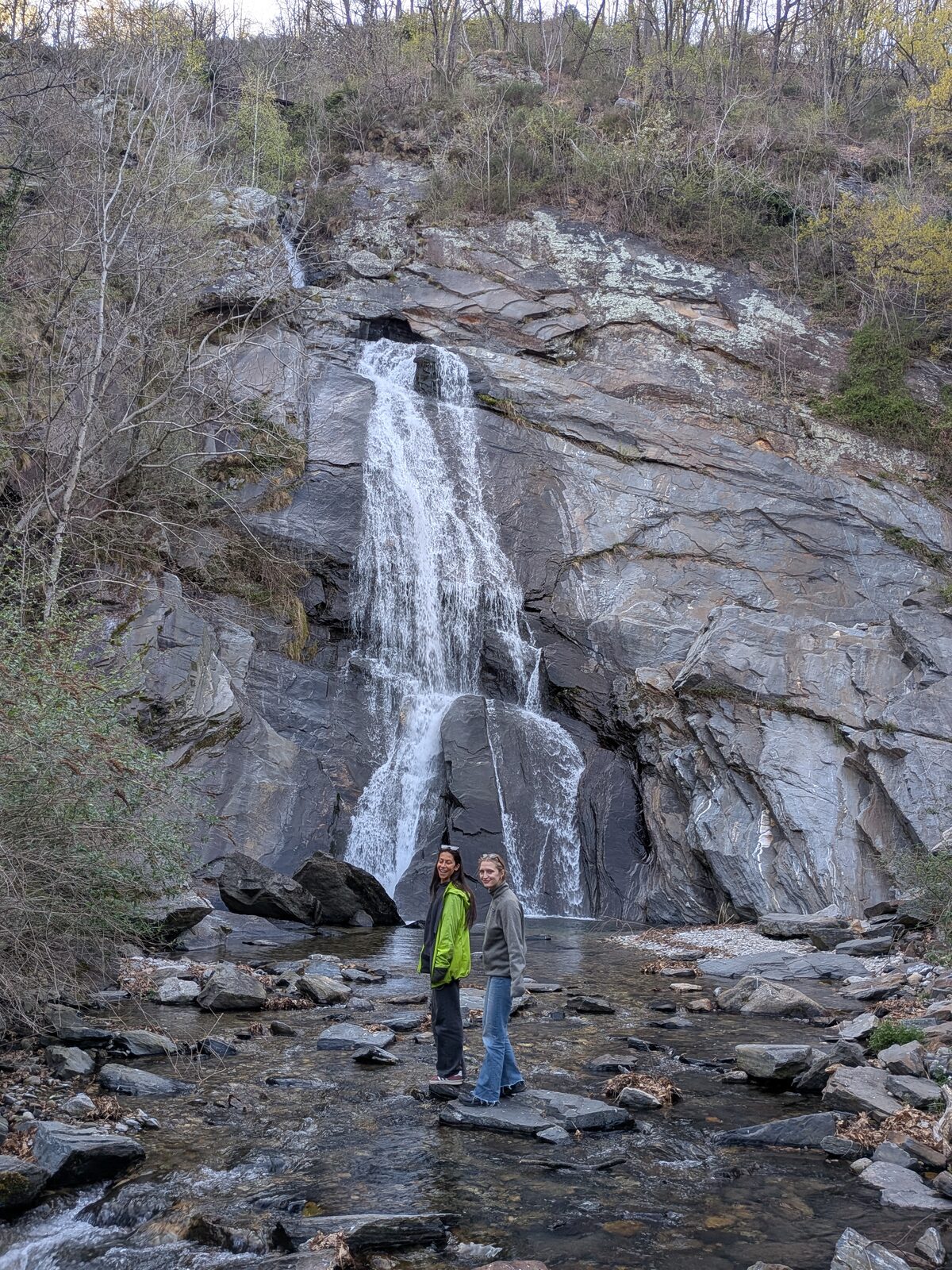 Cold plunge at Cascata della Qualba waterfall near Lake Orta