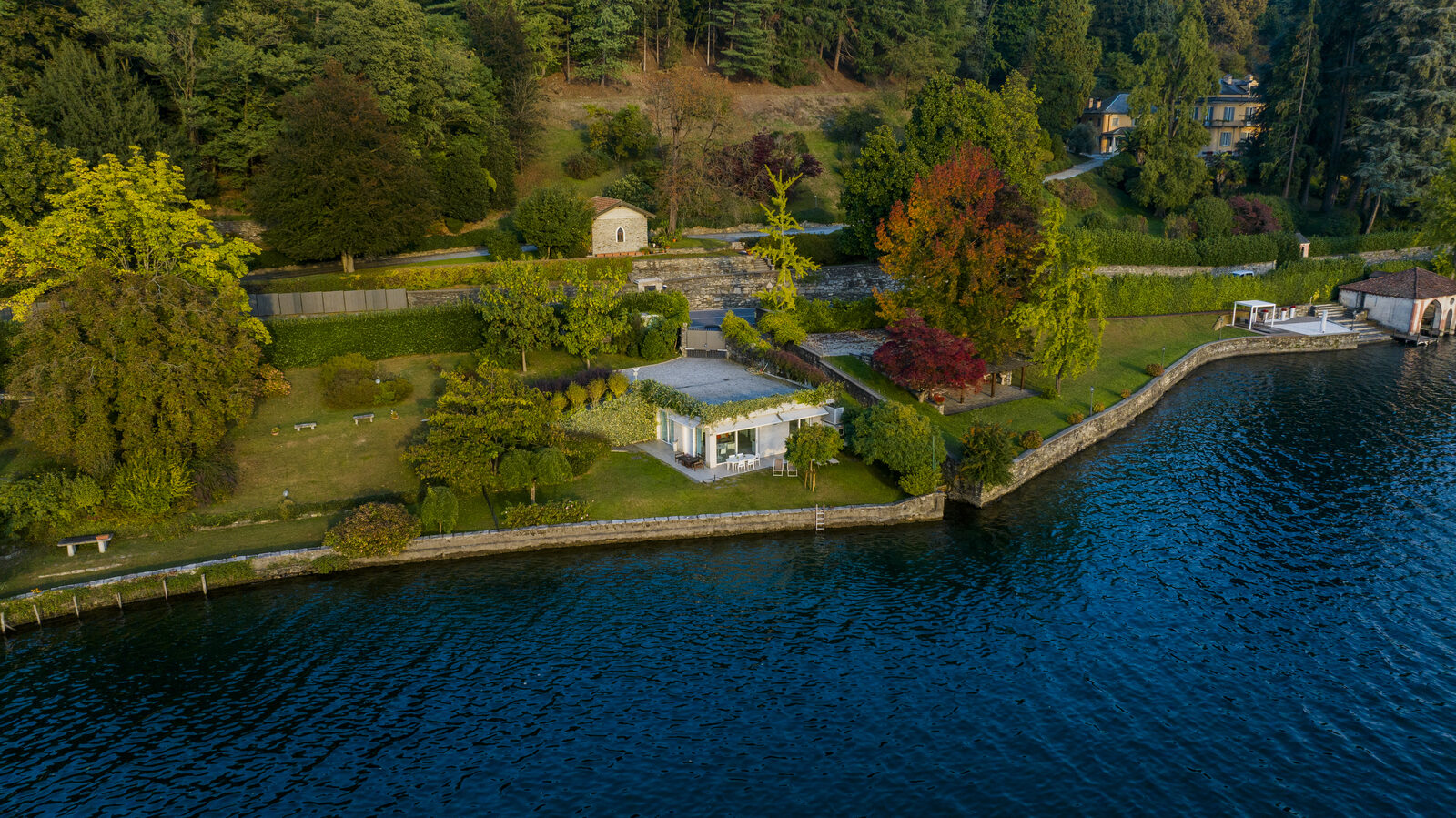 Aerial overview — villa lakefront