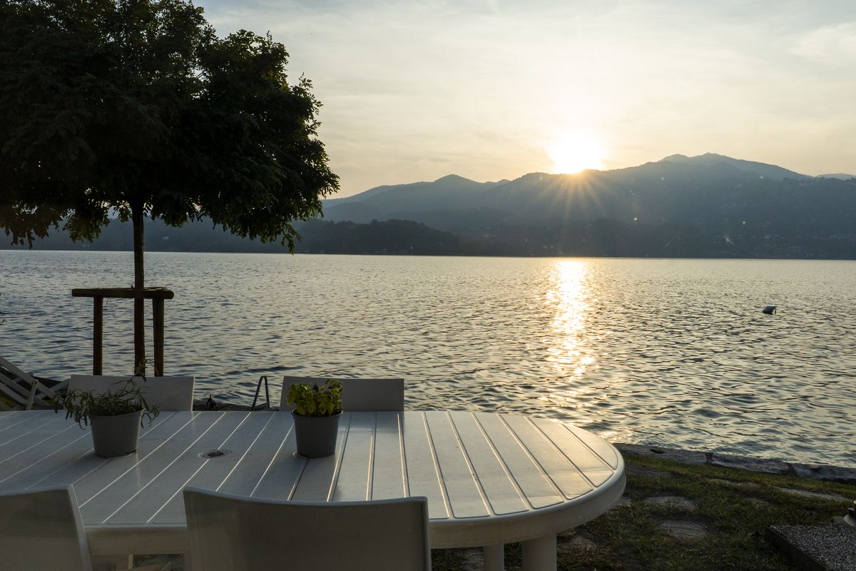 The table on the terrace at sunset