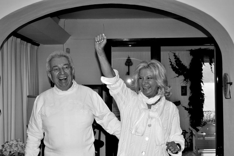 Giorgio and Maura Broggi celebrating at Villa Broggi on Lake Orta